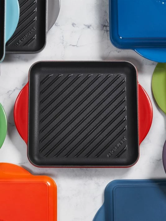 Budget 💯 Le Creuset 9.5" Cast Iron Square Grill Pan Cerise 😀 7 Budget 💯 Le Creuset 9.5" Cast Iron Square Grill Pan Cerise 😀 - Image 7