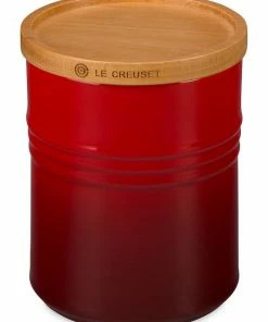 Deals ⭐ Le Creuset 2.5-Quart Cerise Canister With Wood Lid ✨
