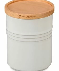 Cheap 👍 Le Creuset 2.5-Quart Stoneware Canister With Wood Lid 💯