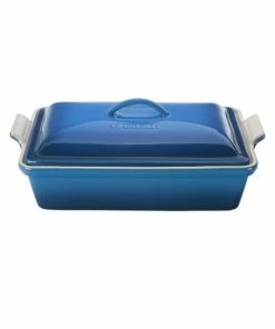 Cheapest ❤️ Le Creuset 4-Quart Heritage Stoneware Covered Rectangular Casserole Marseille ⭐