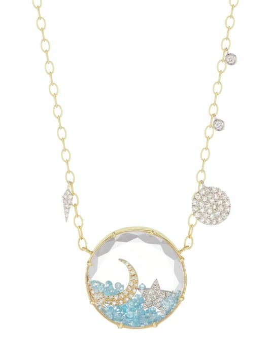 Best Pirce ⌛ Meira T 14K Yellow Gold, Blue Topaz & Diamond Moon & Star Pendant Necklace 🥰 1 Best Pirce ⌛ Meira T 14K Yellow Gold, Blue Topaz & Diamond Moon & Star Pendant Necklace 🥰