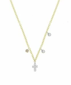 Coupon 👏 Meira T Baby 14K Gold & Diamond Cross Necklace 👍