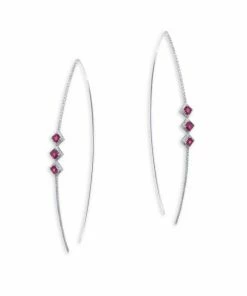 New 🤩 Meira T Diamond & Ruby Open Hoop Earrings 🎁