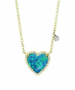 Outlet 😍 Meira T 14K Yellow Gold, Diamond & Opal Heart Pendant Necklace 🔥