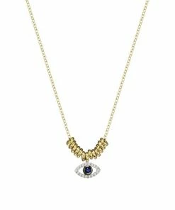 Best Pirce ✨ Meira T 18K Yellow Gold, Diamond & Blue Sapphire Evil Eye Pendant Necklace 🛒
