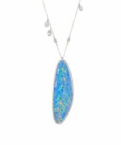 Outlet 💯 Meira T Diamond, Opal And 14K White Gold Necklace 😀