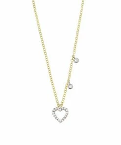 Budget 😍 Meira T Dainty Two-Tone 14K Gold & Diamond Heart Pendant Necklace 😉