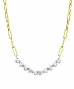 Outlet ✨ Meira T Mini Riviera 14K Gold & Diamond Paperclip Necklace 🔔
