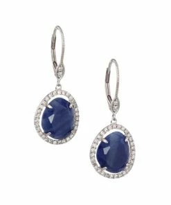 Deals 🔥 Meira T 14K White Gold, Diamond & Blue Sapphire Drop Earrings ⌛