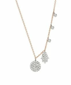 Cheap ๐งจ Meira T 14K Rose Gold & Pavé Diamond Hand Charm Necklace โญ