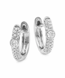 Outlet ❤️ Meira T 14K White Gold & Diamond Huggie Earrings 😉