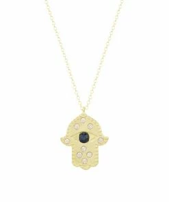 Flash Sale 🔥 Meira T 14K Yellow Gold, Diamond & Sapphire Hamsa Hand Pendant Necklace 🔔