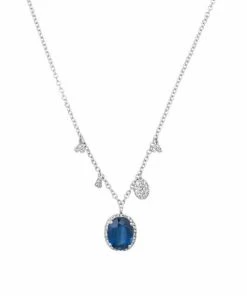 Cheap ✔️ Meira T 14K White Gold, Diamond & Kyanite Necklace 🎁