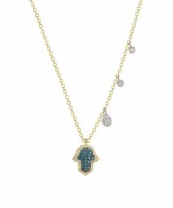 New 👏 Meira T Two-Tone 14K Gold & Multi-Stone Hamsa Pendant Necklace 🎉