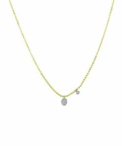 Deals 😀 Meira T 14K Yellow Gold & Pav&eacute; Diamond Oval Drop Ball Chain Necklace ✔️