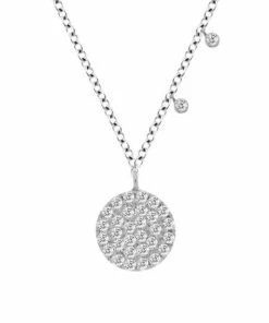 Deals 🎉 Meira T 14K White Gold Diamond Disc Pendant Necklace ⭐