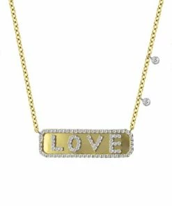 Wholesale ✔️ Meira T 14K Yellow Gold Diamond Love Bar Pendant Necklace ✨