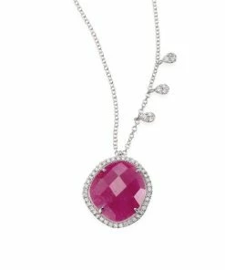 Cheap 🤩 Meira T Diamond, Ruby, 14K White Gold Pendant Necklace 🎉