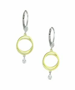 Outlet 👏 Meira T 14K Two-Tone Gold & Diamond Interlocking Circle Drop Earrings 🎉