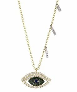 Discount ๐ Meira T 14K Yellow Gold, Two-Tone Diamond & Sapphire Evil Eye Necklace ๐