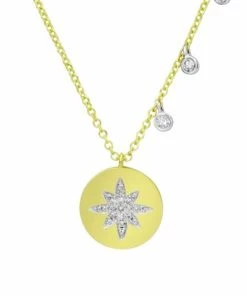 Coupon 😀 Meira T 14K Gold & Diamond Starburst Coin Necklace 👏