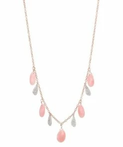 Best Pirce 🔥 Meira T 14K Rose Gold & 14K White Gold Diamonds Pink Opal Drop Necklace 👍