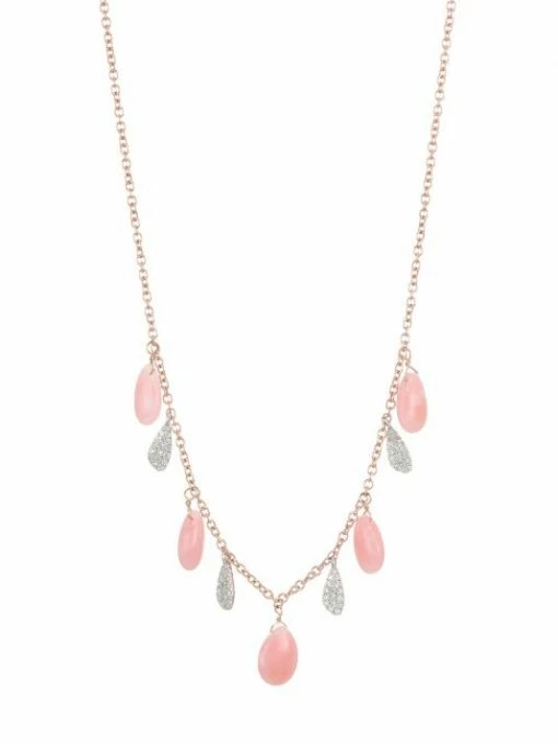 Best Pirce 🔥 Meira T 14K Rose Gold & 14K White Gold Diamonds Pink Opal Drop Necklace 👍 -Le Creuset And Meira T store unnamed file 909